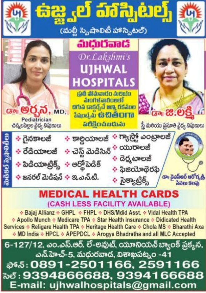 ujwal hospital madhurawada phone number